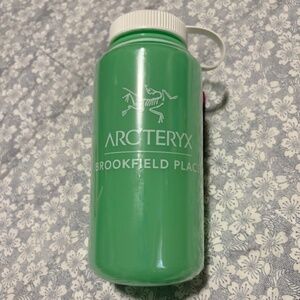 Nalgene 32oz Wide Mouth Water Bottle, Arcteryx logo, Glow Green
